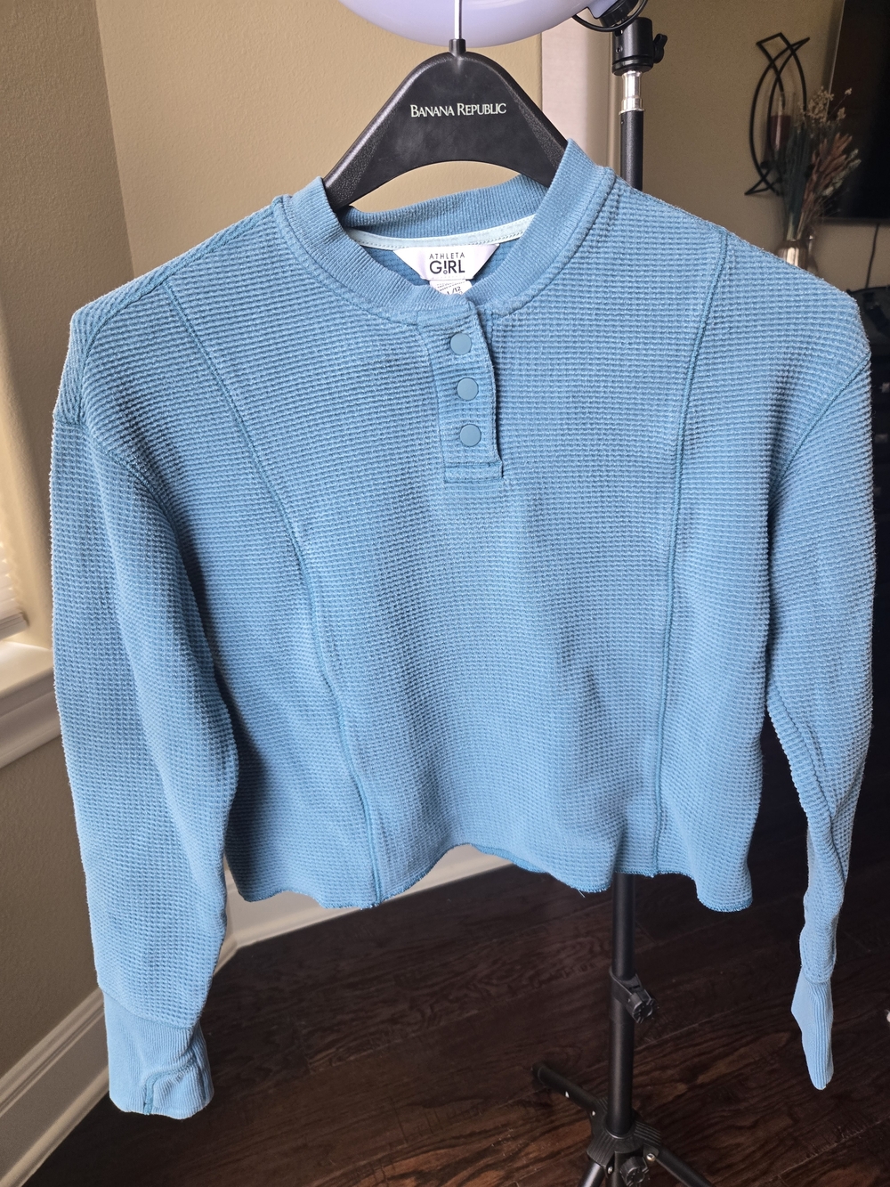 Athleta Girl Teal Knit Snap-Front Top